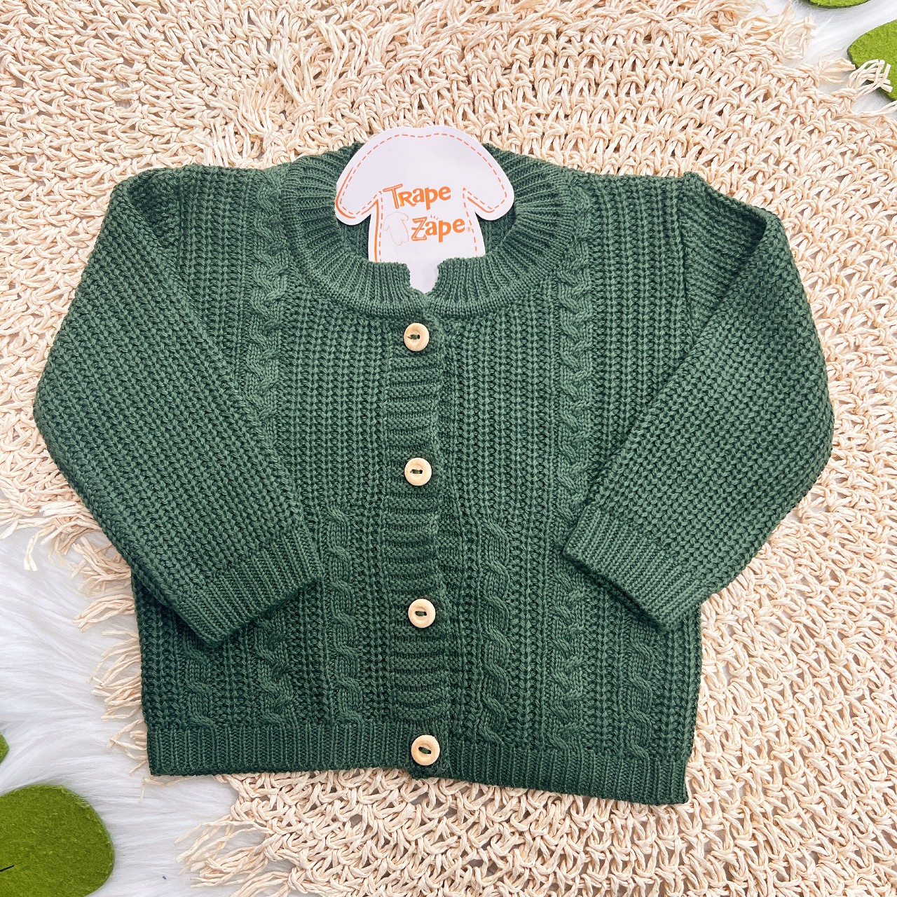 Casaco de Linha Ponto Alto com Botões - Verde Militar